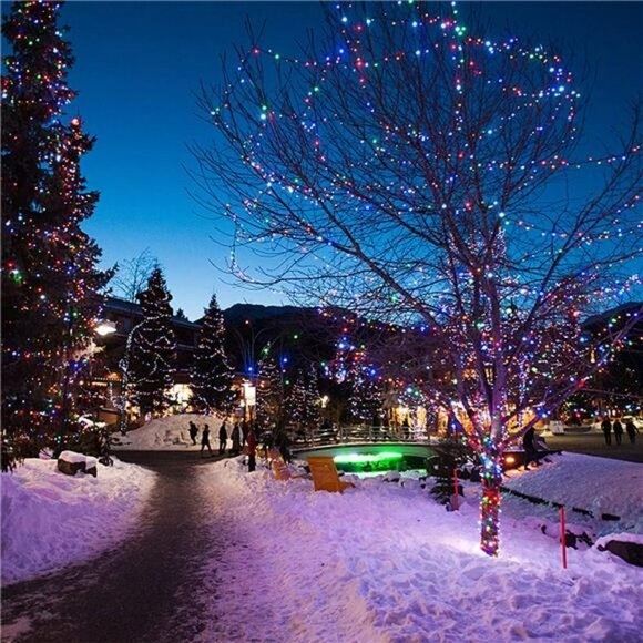 66FT Outdoor Christmas Green Wire LED Fairy Lights, 8 Lighting Modes, Multicolor - Picture 7 of 7